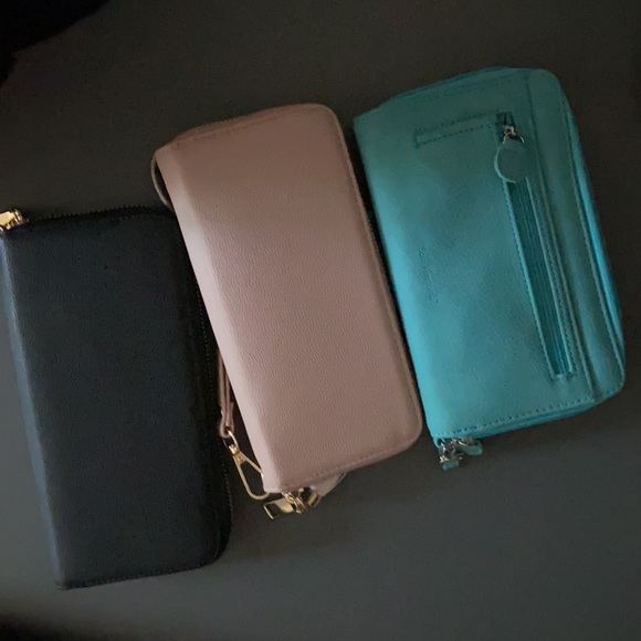 3 piece bundle wallets. (Light blue, Pink, Black) - Picture 3 of 3
